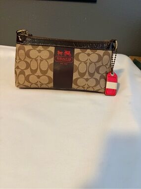 Coach Heritage Stripe Signature Demi Pouch Bag 11562